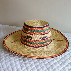 AFRICAN BOLGA Handwoven Straw Hat with Chin Strap